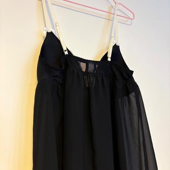 Apt. 9 Chemise Babydoll Built In Bra Lingerie Mini Dress Slip Black White Lace M - Picture 5 of 5